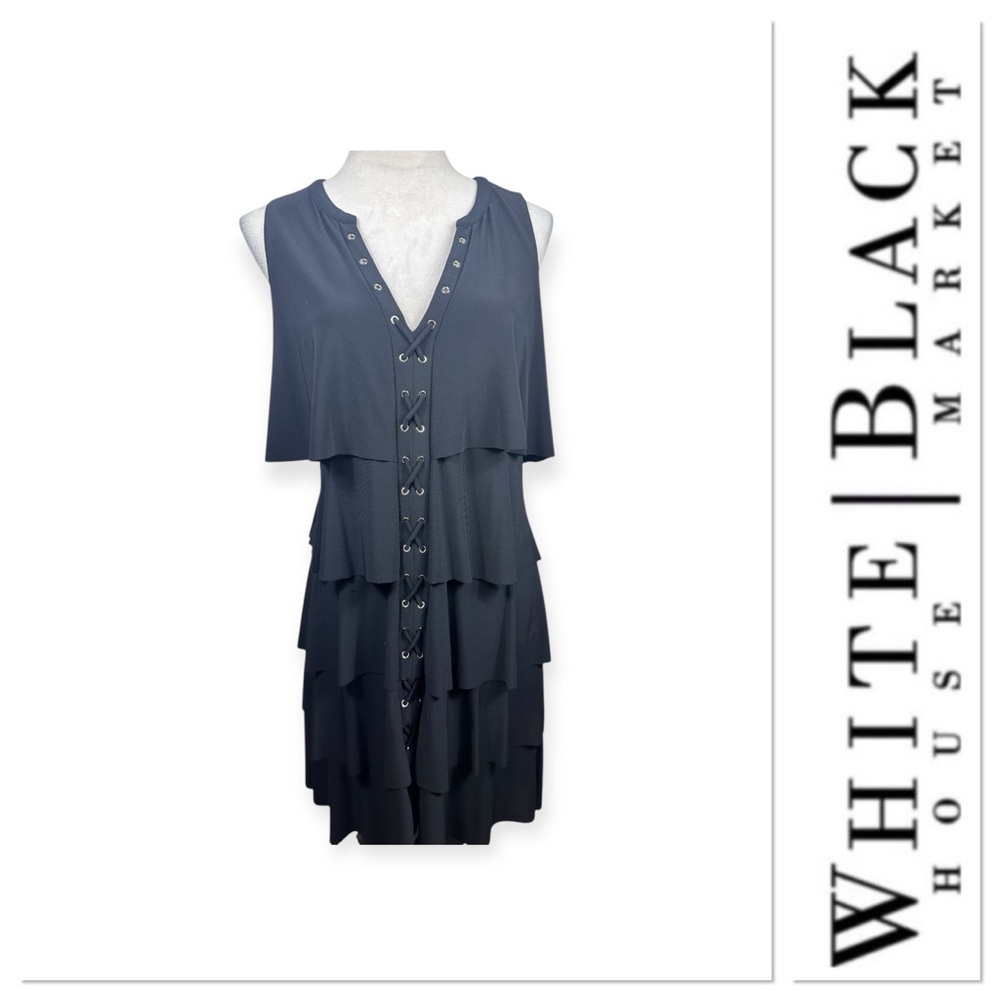 White House Black Market black lace up grommet sleeveless dress size medium